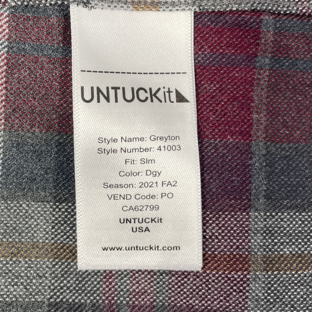 UNTUCKit Men's L Red Green Plaid Flannel Button Down Untucked Shirt - Picture 8 of 9